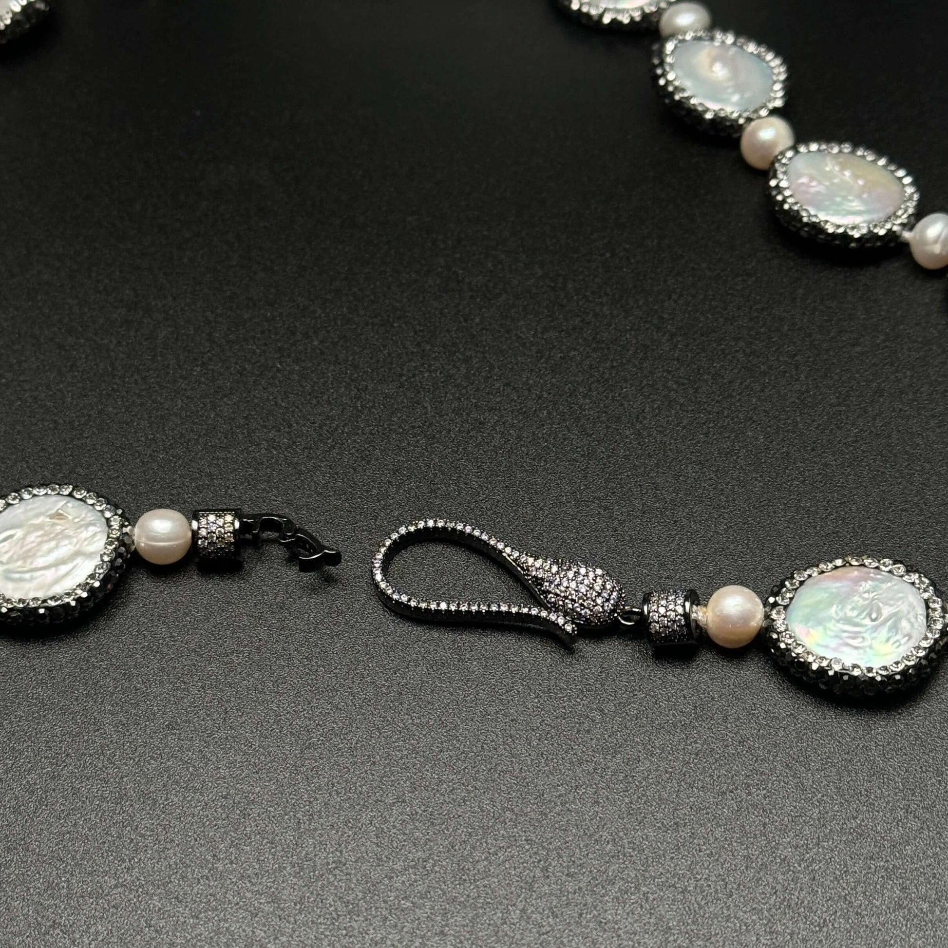 New Coin Pearls accented w/ black crystals Necklace/Choker - My Mama Found What  