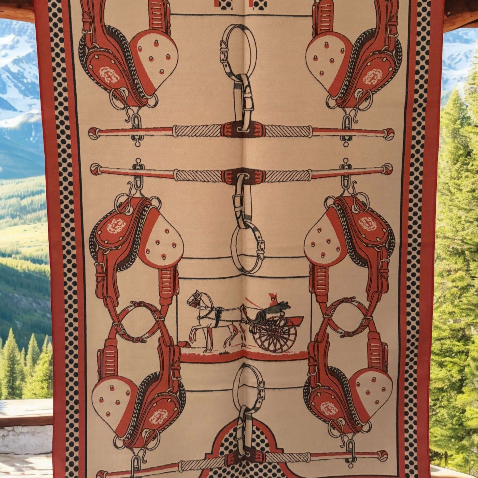 New Equestrian Print Cashmere/Viscose Blend Large Shawl/Scarf
73” x 26” - My Mama Found What  