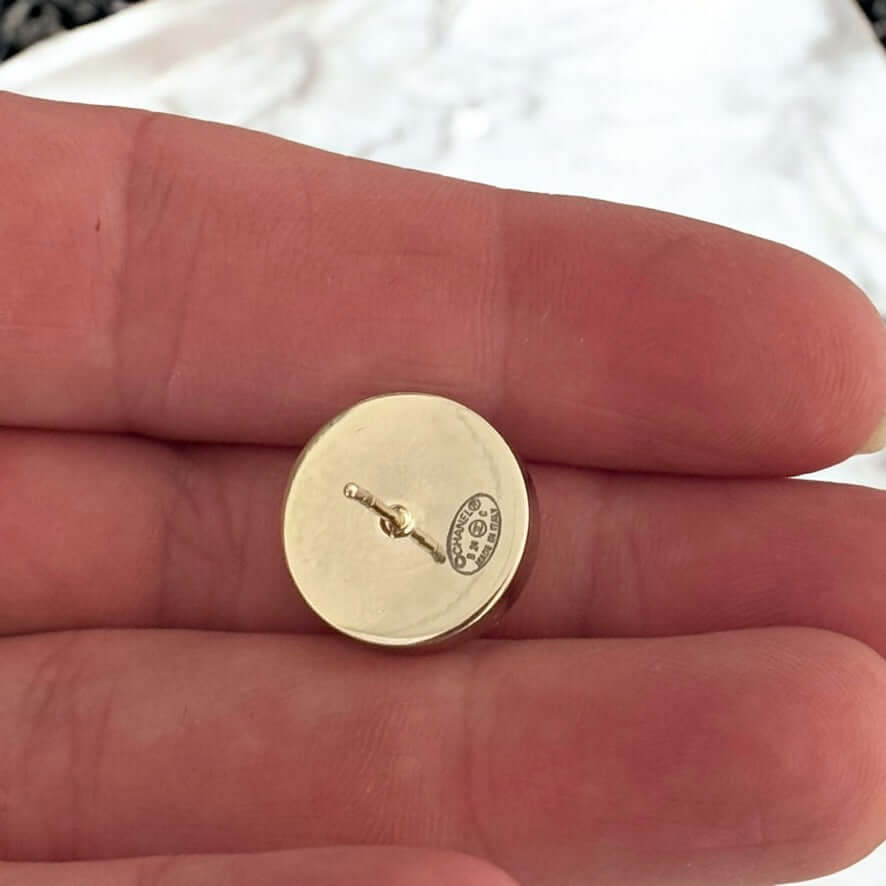 Pre-Owned Authentic Chanel Gold CC Round Red Earrings - My Mama Found What   My Mama Found What 