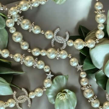Pre-Owned Chanel Authentic  CC Pearls /Stars Necklace - My Mama Found What   My Mama Found What 