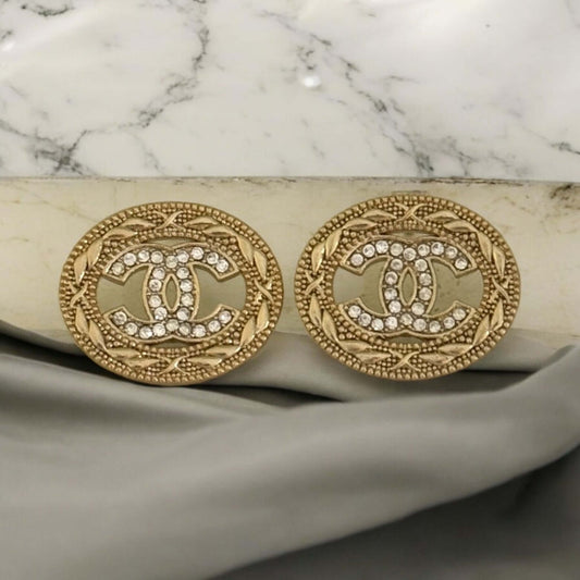 Pre-Owned Chanel Authentic Gold Crystal CC Earrings - My Mama Found What   My Mama Found What 