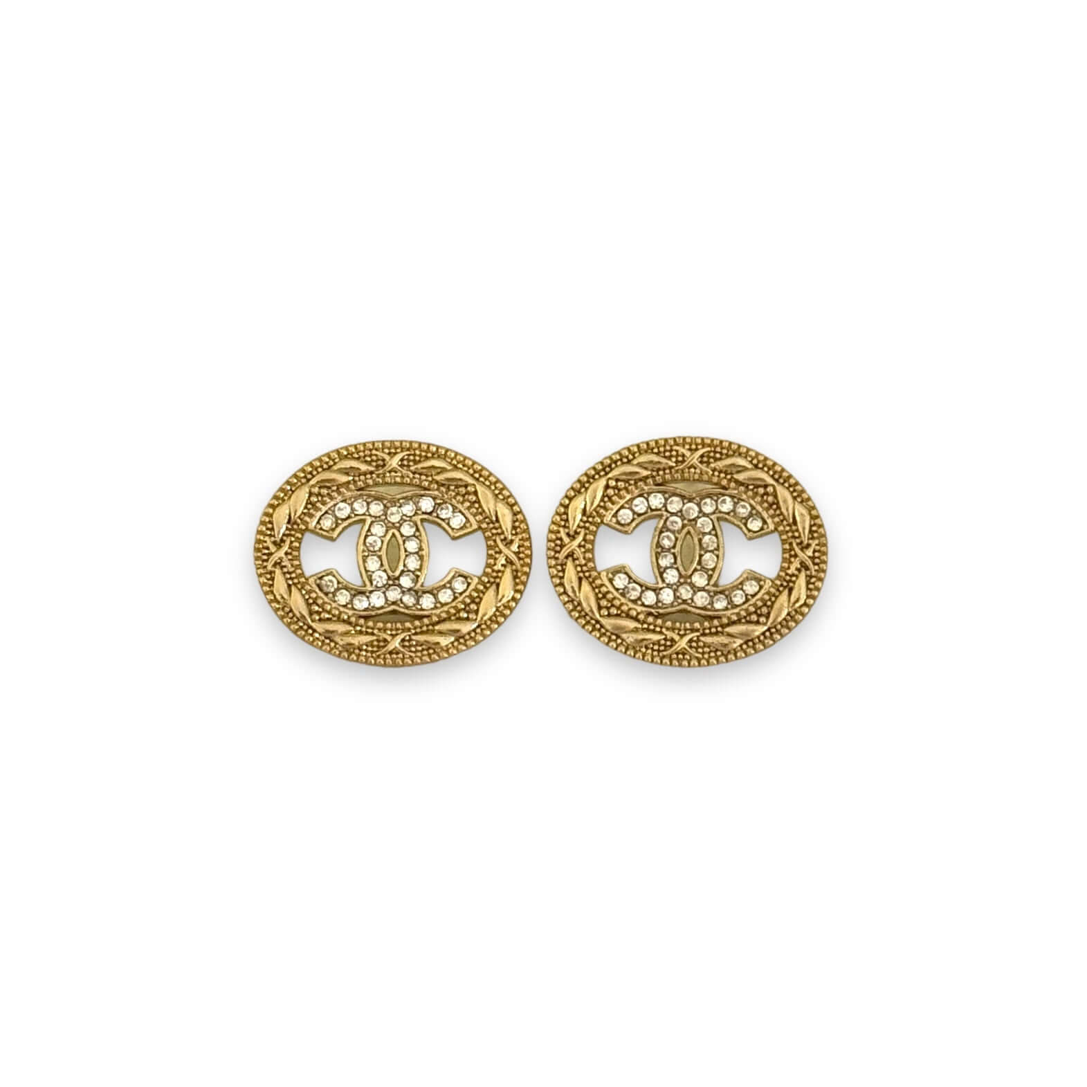 Pre-Owned Chanel Authentic Gold Crystal CC Earrings - My Mama Found What  