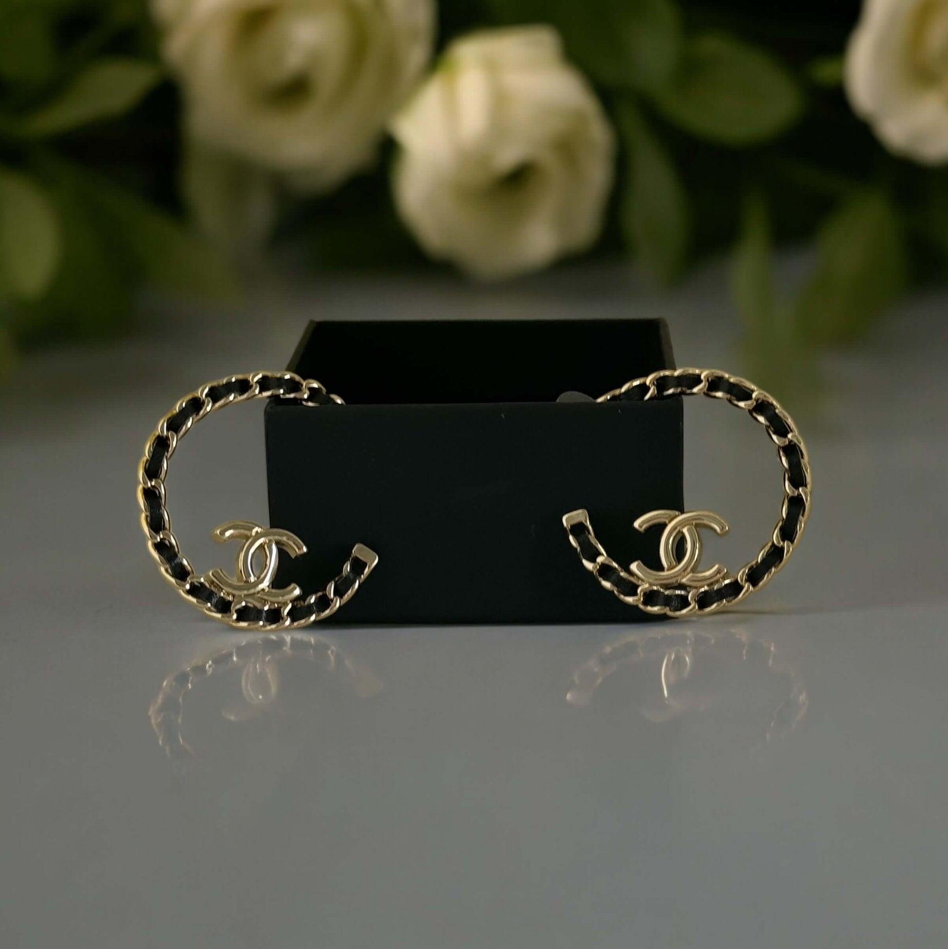 Pre-Owned Chanel Big CC Gold W/Leather Hoops - My Mama Found What  