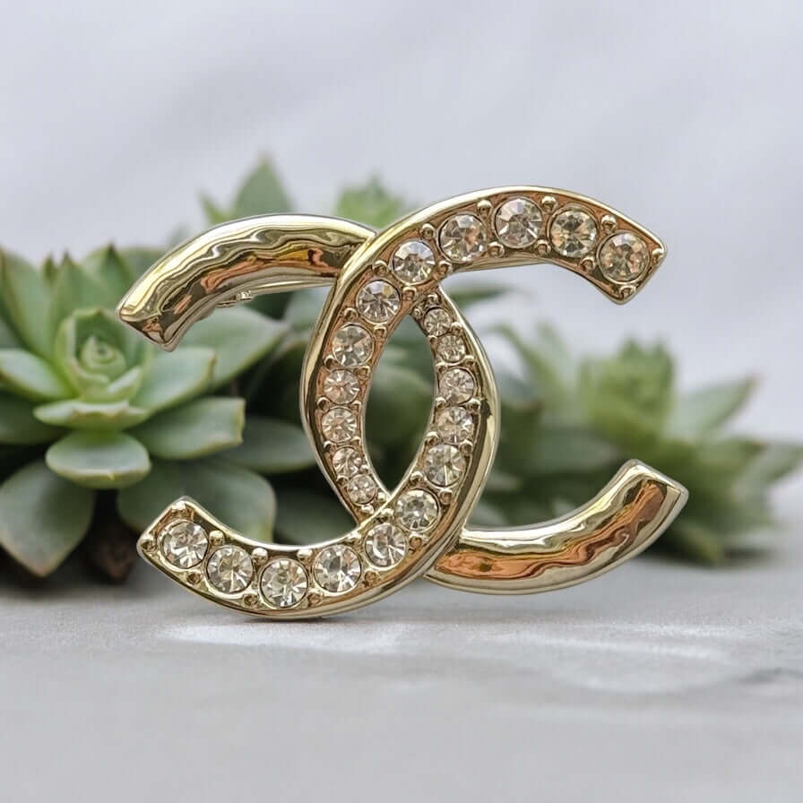 Pre-Owned Chanel CC With Round Clear Crystals Brooch Pin  24 P - My Mama Found What  