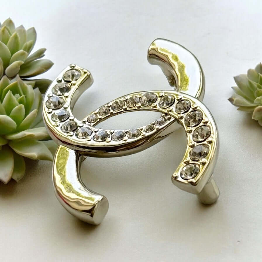 Pre-Owned Chanel CC With Round Clear Crystals Brooch Pin  24 P - My Mama Found What  