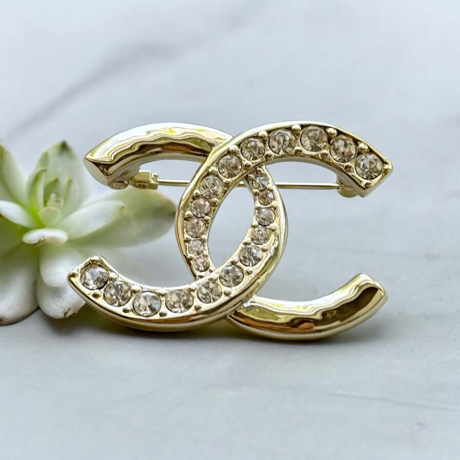 Pre-Owned Chanel CC With Round Clear Crystals Brooch Pin  24 P - My Mama Found What  