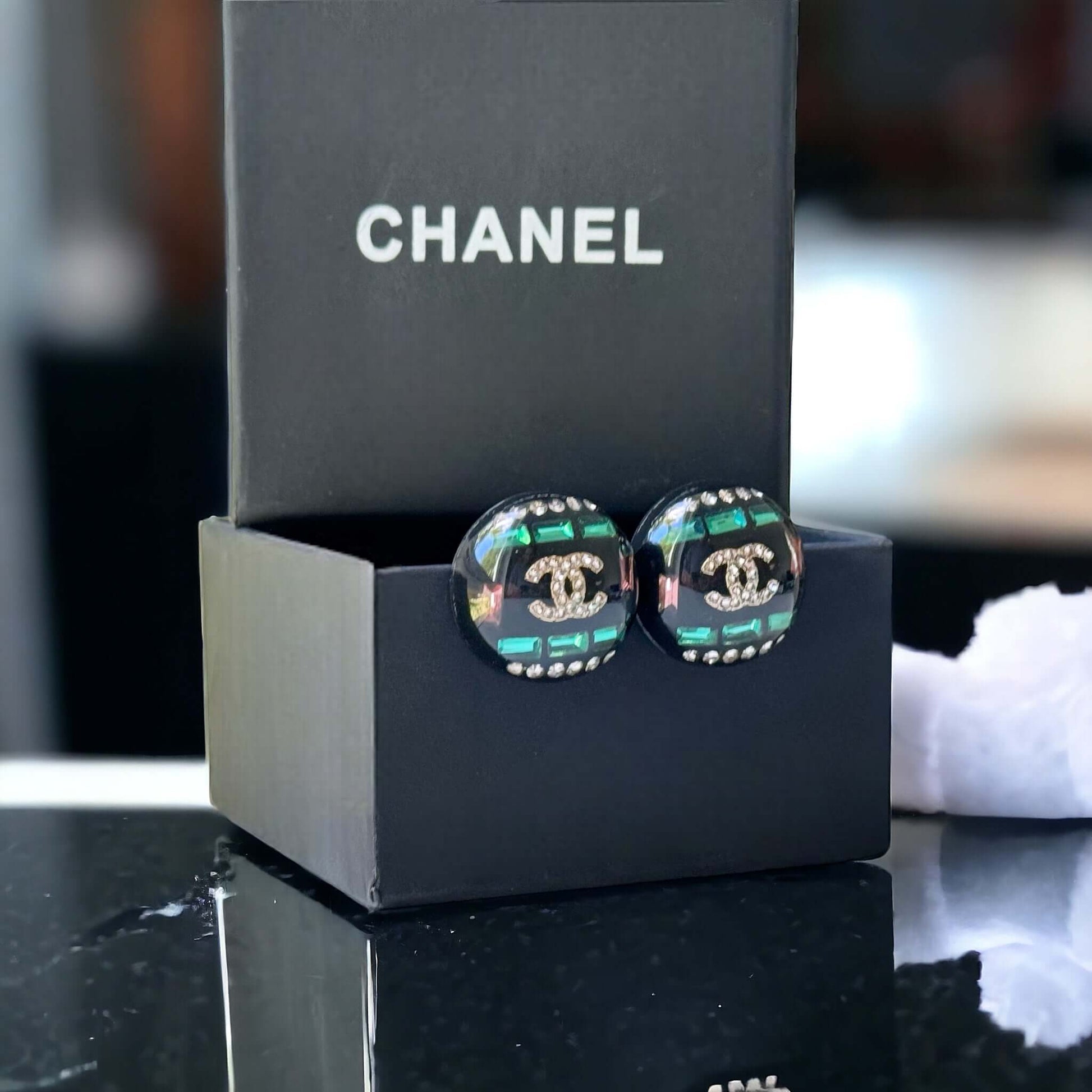 Chanel Colorful Lucite Crystal Double C RAREBe the ultimate rockstar with these Chanel Colorful Lucite Crystal Double C earrings. The rare design features a crystal-encrusted double C center, surrounded by colorful accents. A must-have for any fashion lov