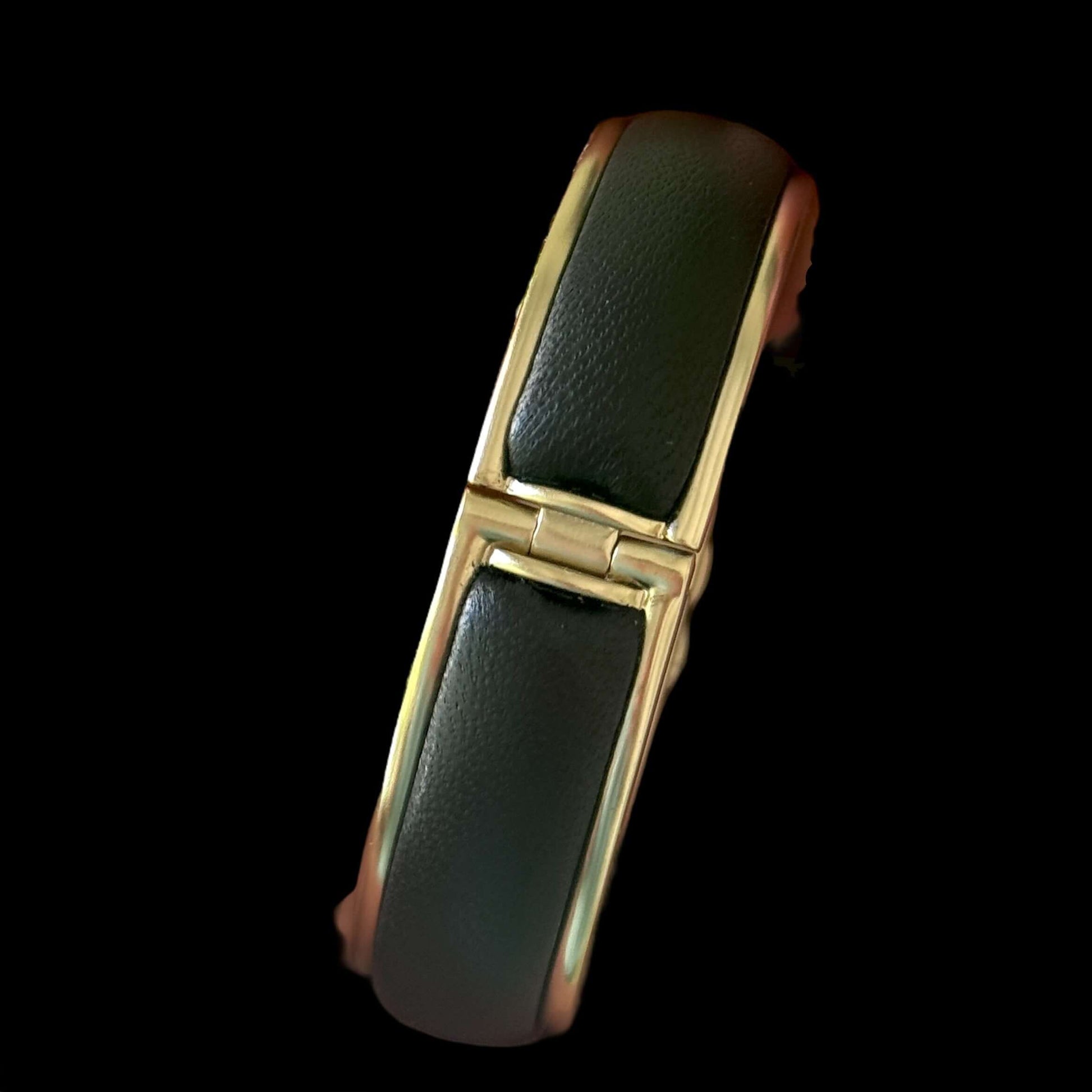 Pre-Owned Chanel Gold Blk Leather CC Lock Cuff - My Mama Found What  