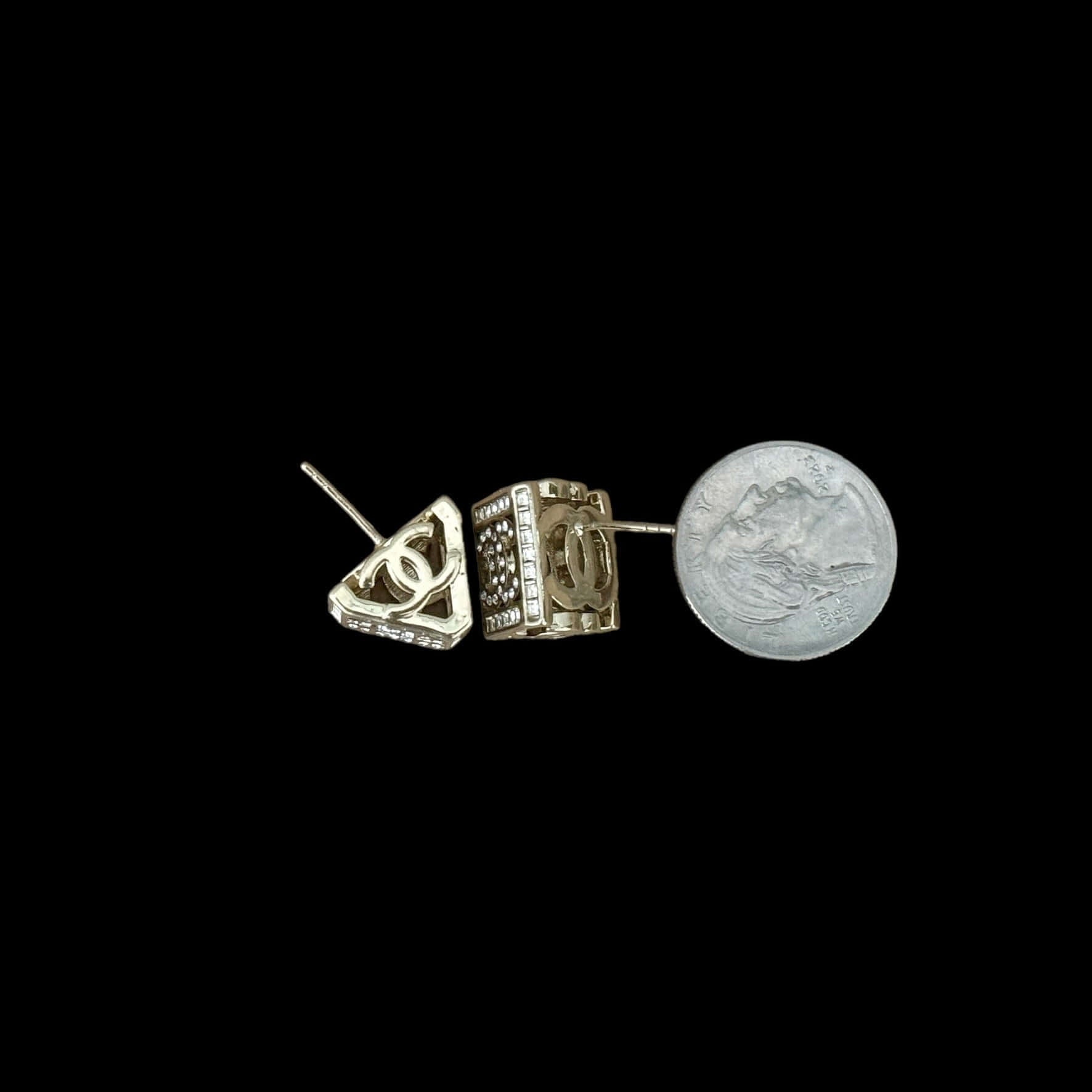 Pre-Owned Chanel Gold CC Cut Out Earrings w/ crystals - My Mama Found What  