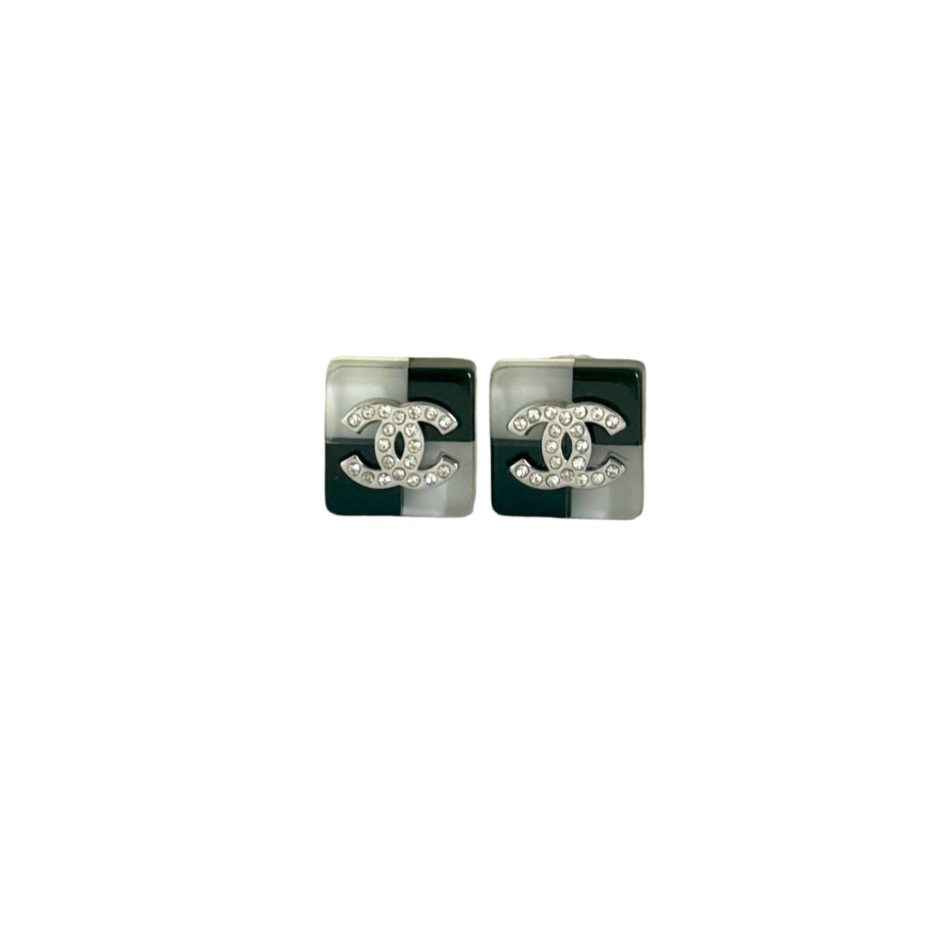 Pre-owned Chanel CC Square Lucite B/W Earrings - My Mama Found What  