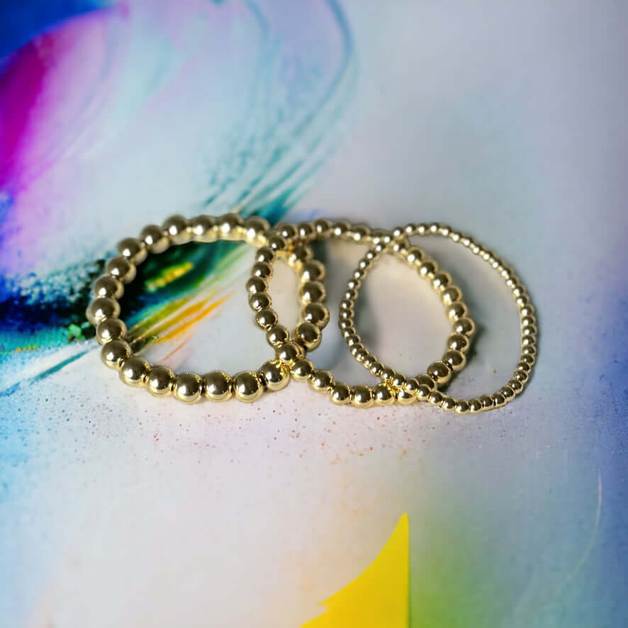 Triple Gold Plated Beaded Stretch Bracelet Set - My Mama Found What  