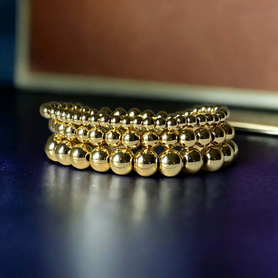 Triple Gold Plated Beaded Stretch Bracelet Set - My Mama Found What  