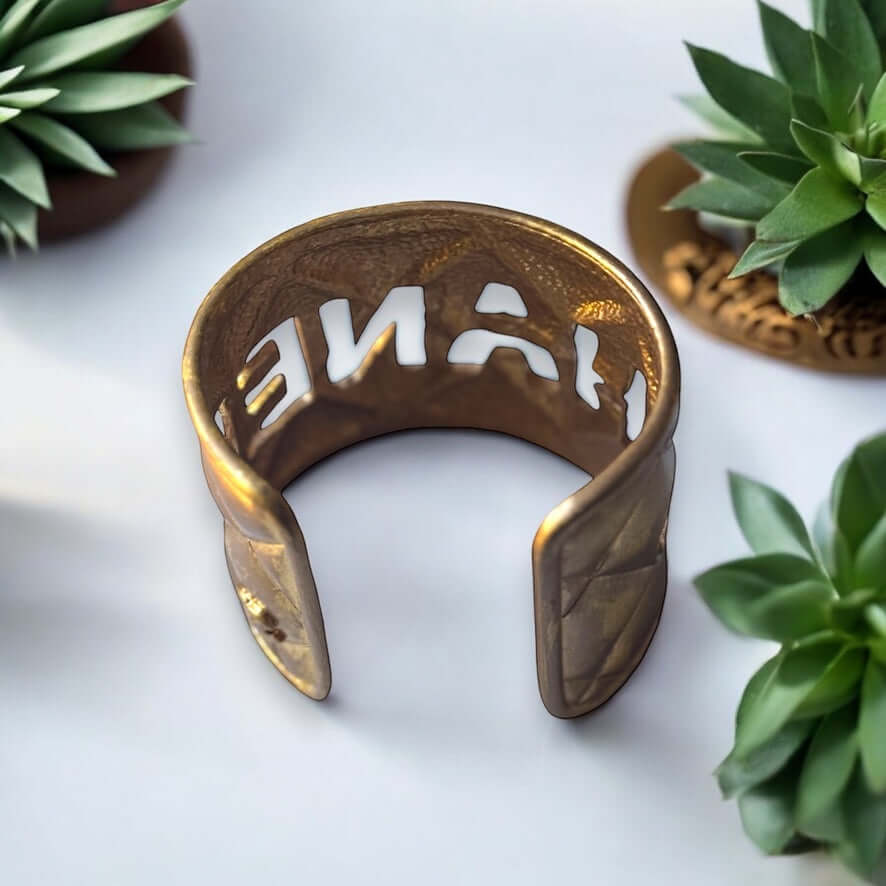 Vintage Chanel Mark Gold Plated Quilted Cuff Pre-Owned Authentic - My Mama Found What   My Mama Found What 