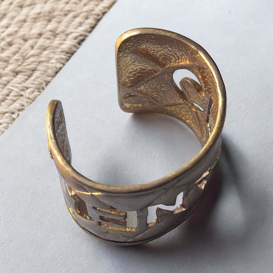 Vintage Chanel Mark Gold Plated Quilted Cuff Pre-Owned Authentic - My Mama Found What  